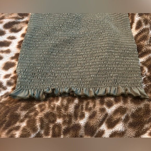 Green Smocked Dress with Ruffle Hem - Picture 3 of 6